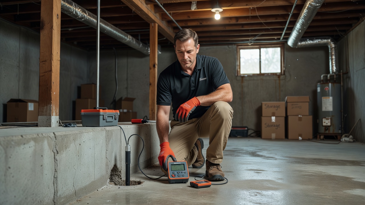 radon testing technician Ohio home basement