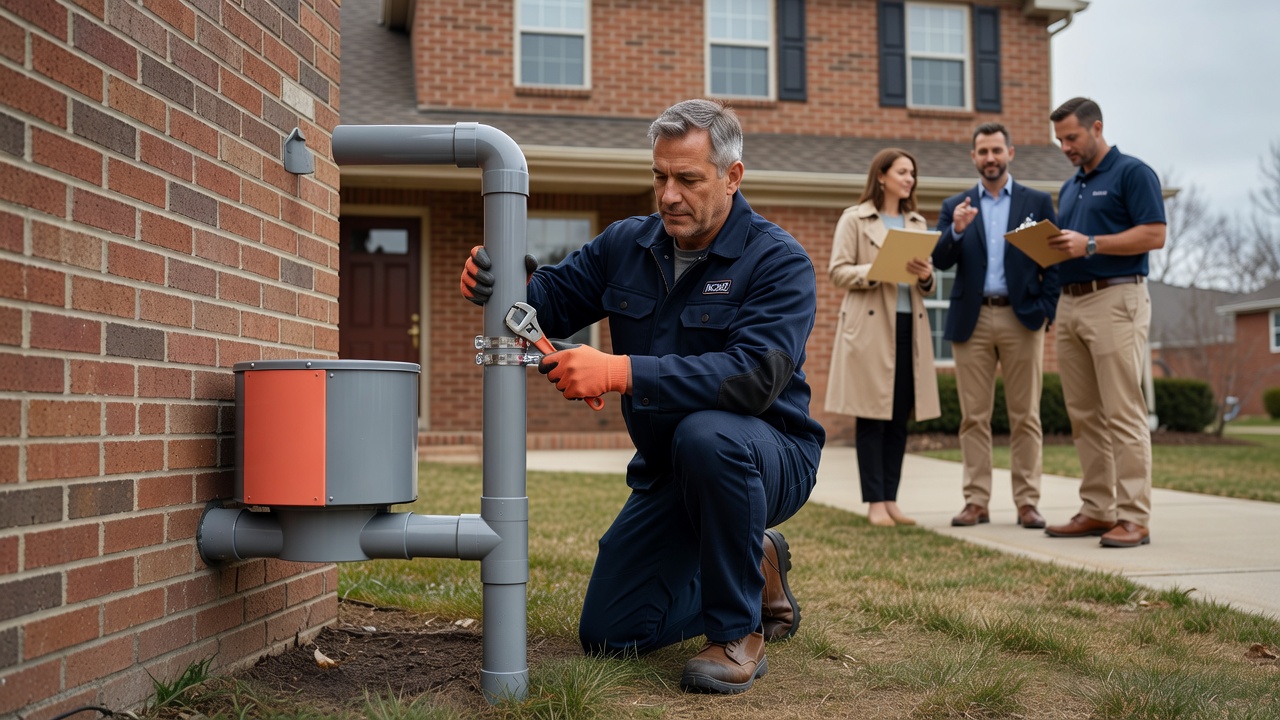 radon mitigation fan pipe exterior Ohio home