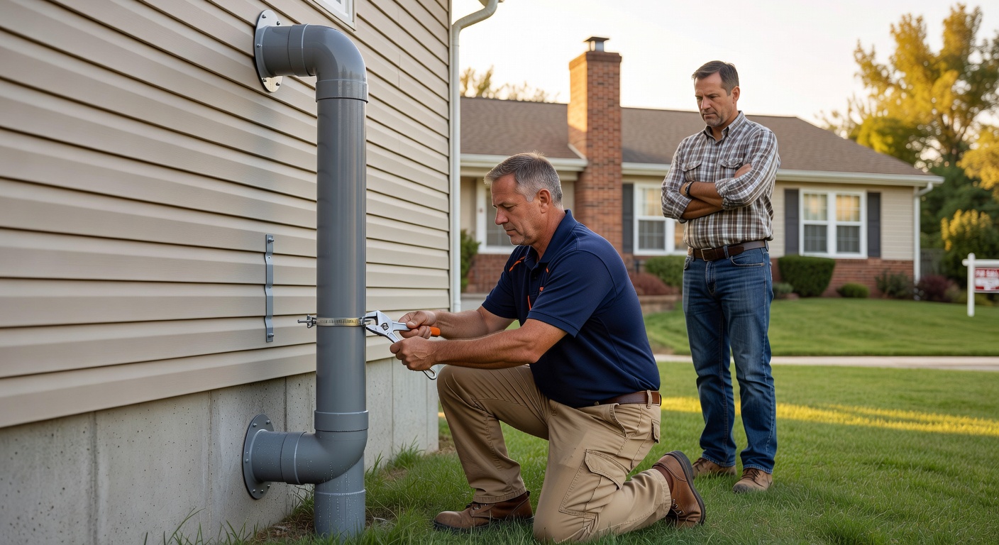 radon fan exterior pipe installation residential home