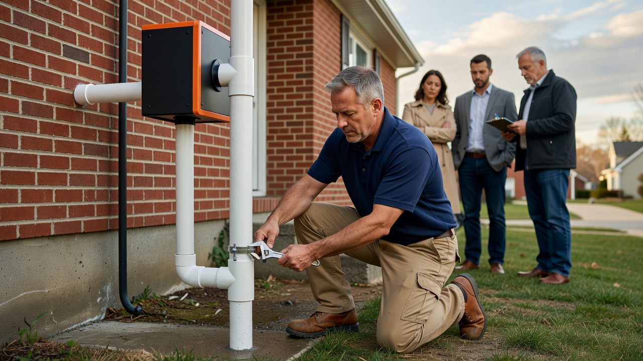 radon fan exterior pipe installation Ohio home