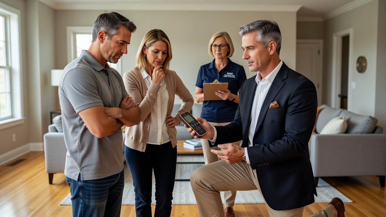 real estate agent showing home client