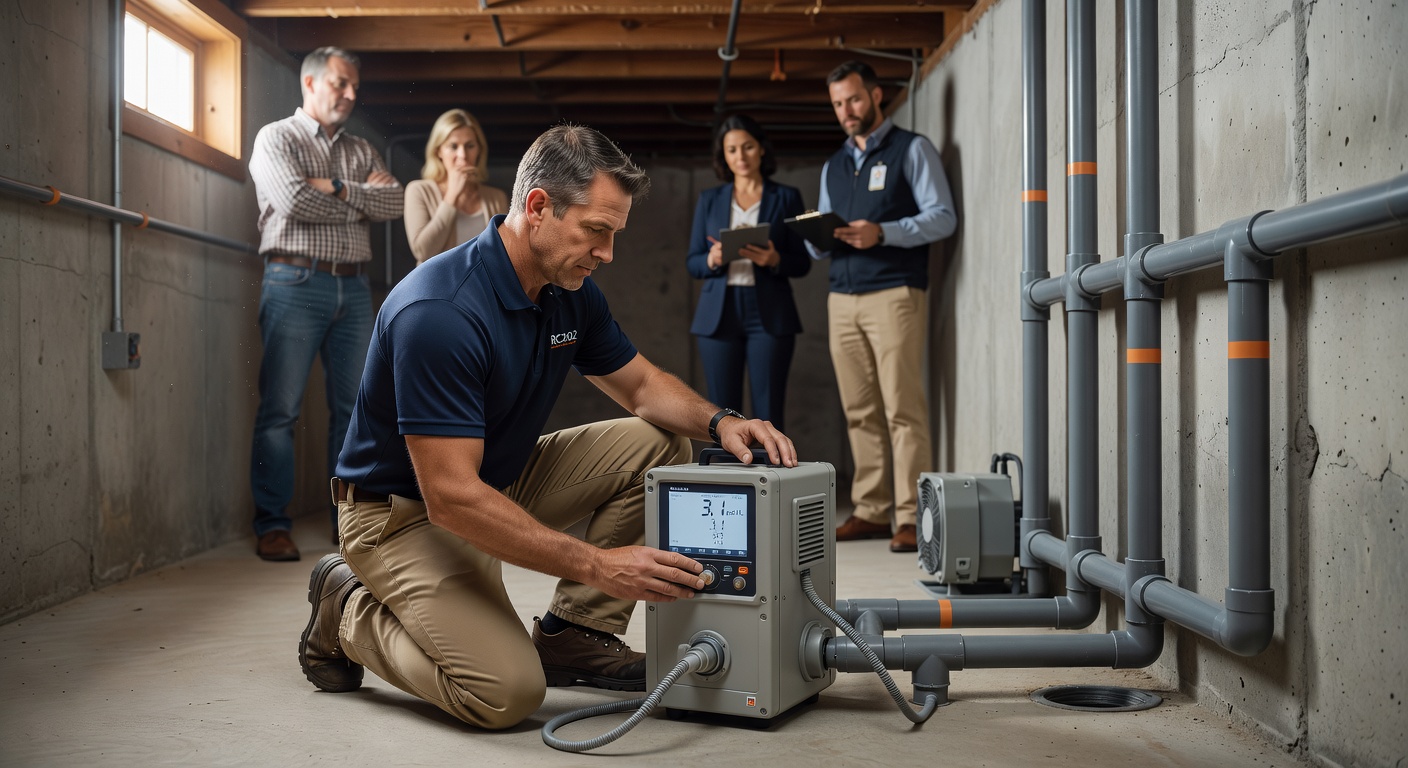 radon test continuous monitor Ohio basement