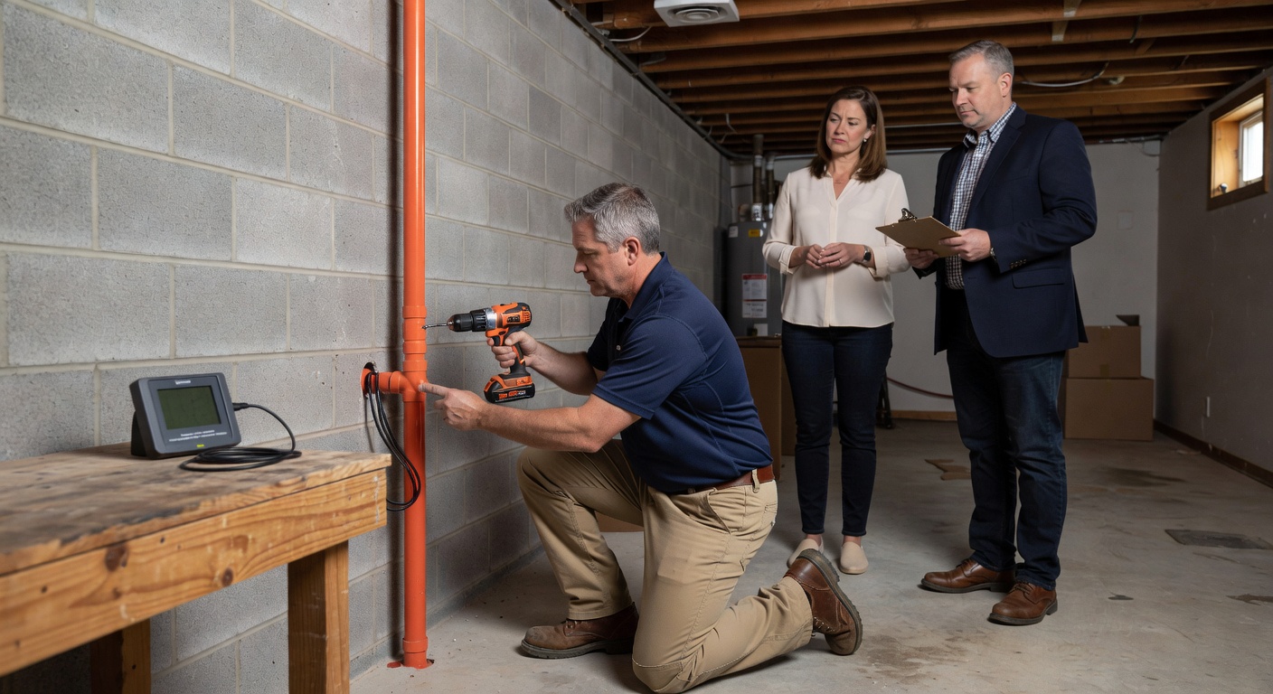 continuous radon monitor device installation