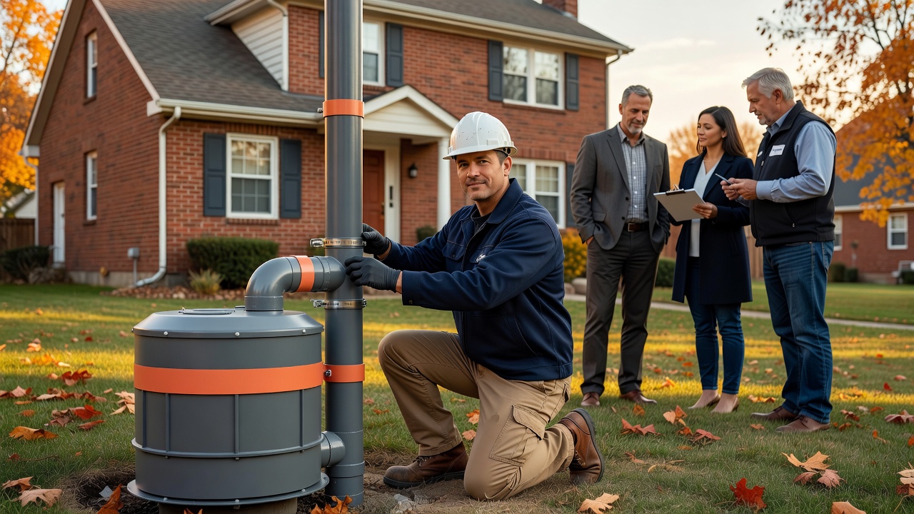 radon mitigation fan exterior pipe residential home