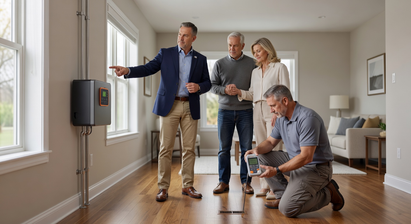 real estate agent showing home client