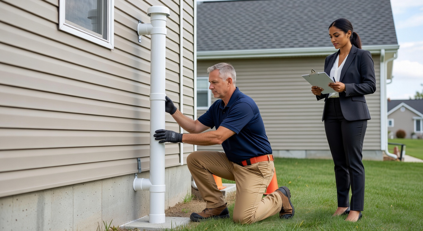 radon mitigation pipe exterior home installation