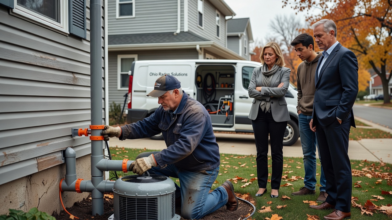 radon mitigation pipe installation exterior home
