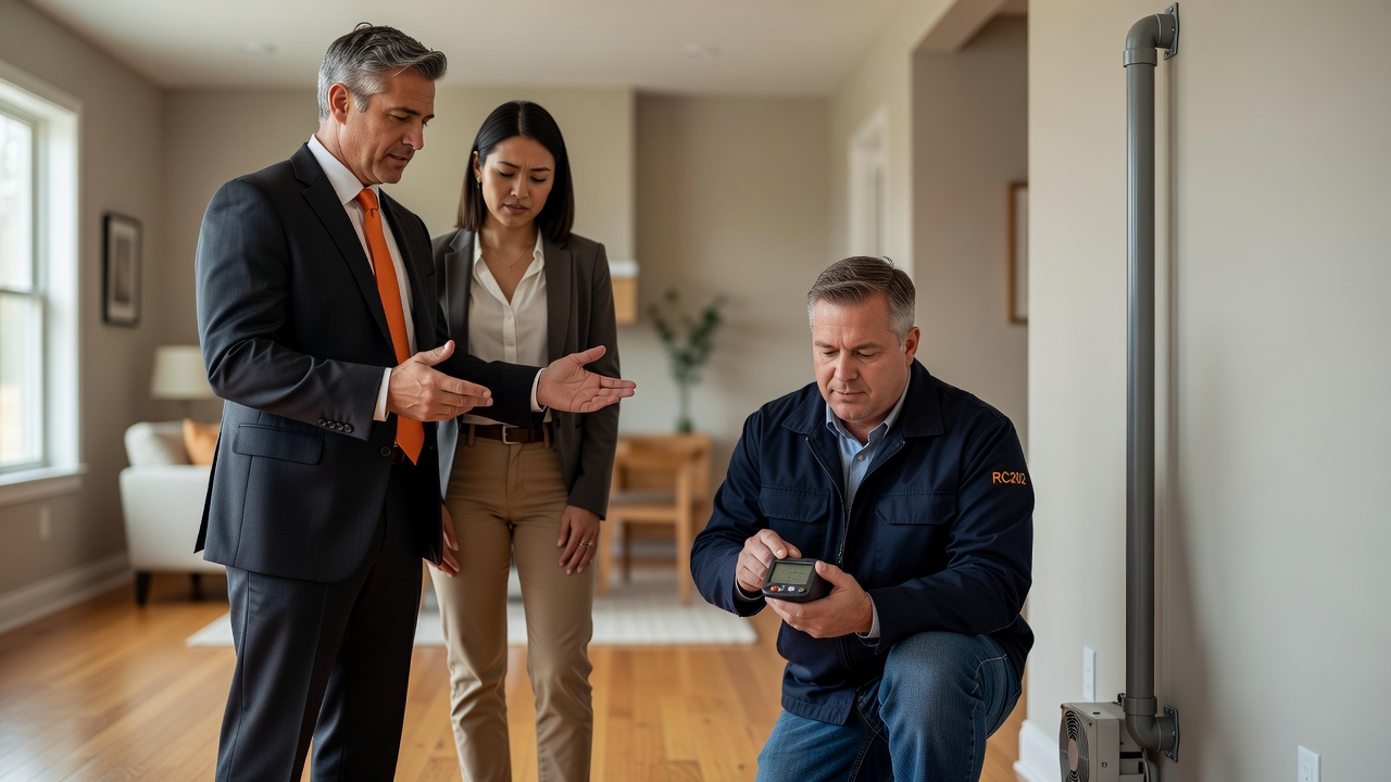real estate agent showing home client