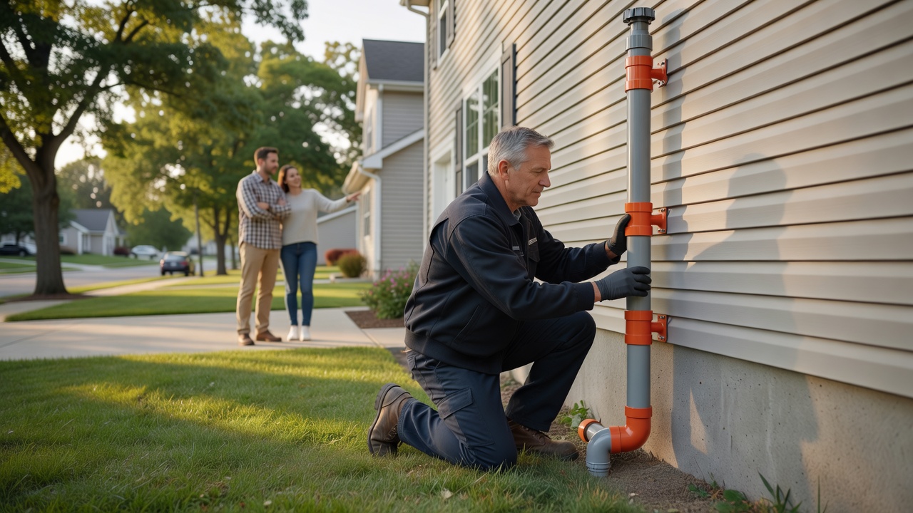 radon mitigation fan pipe exterior house Ohio