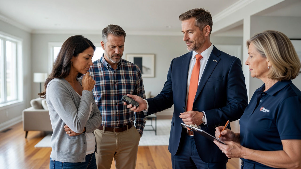 real estate agent showing home client