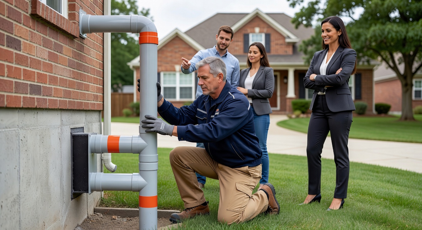 radon mitigation fan exterior pipe residential home