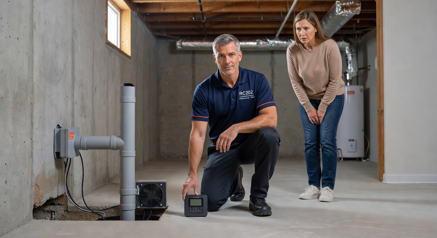 continuous radon monitor device basement