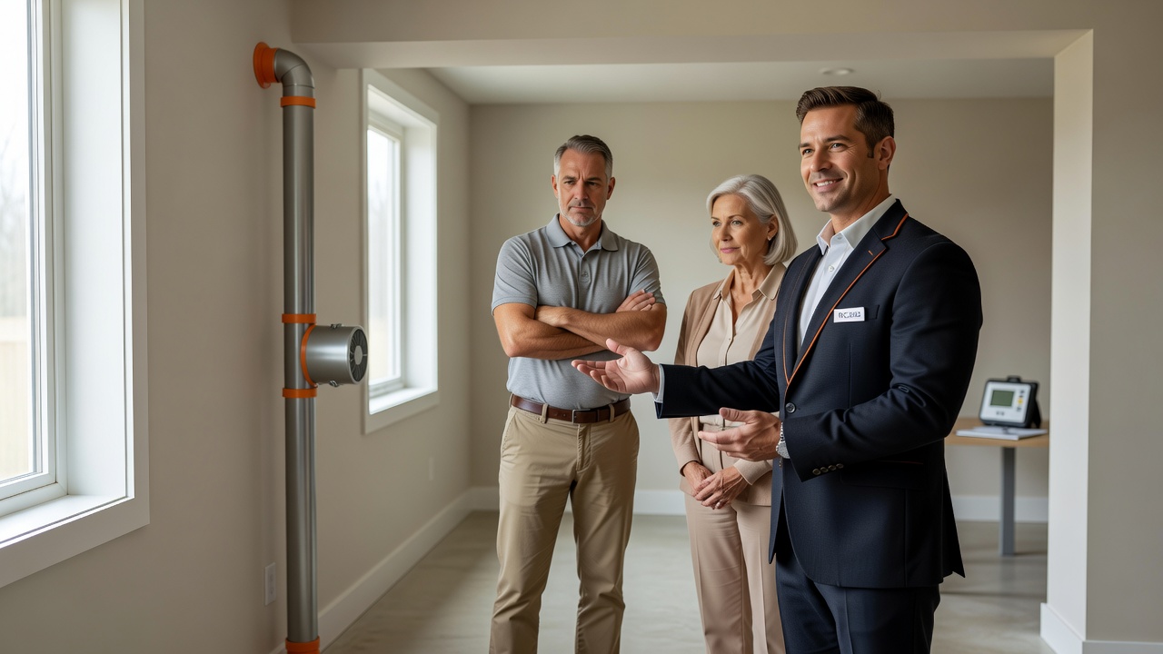 real estate agent showing home client