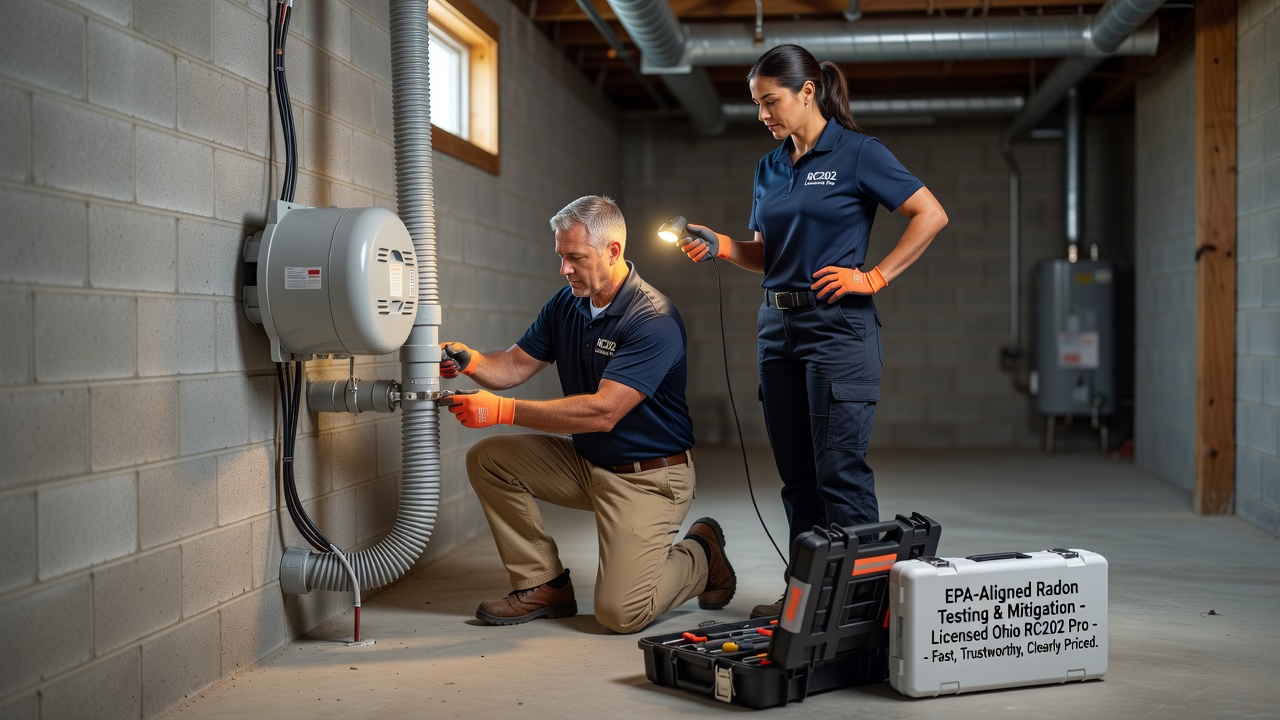 radon mitigation system installation basement Ohio