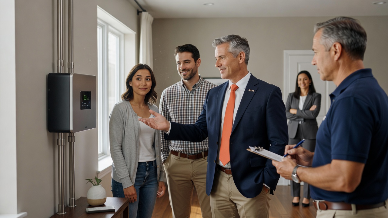 real estate agent showing home client