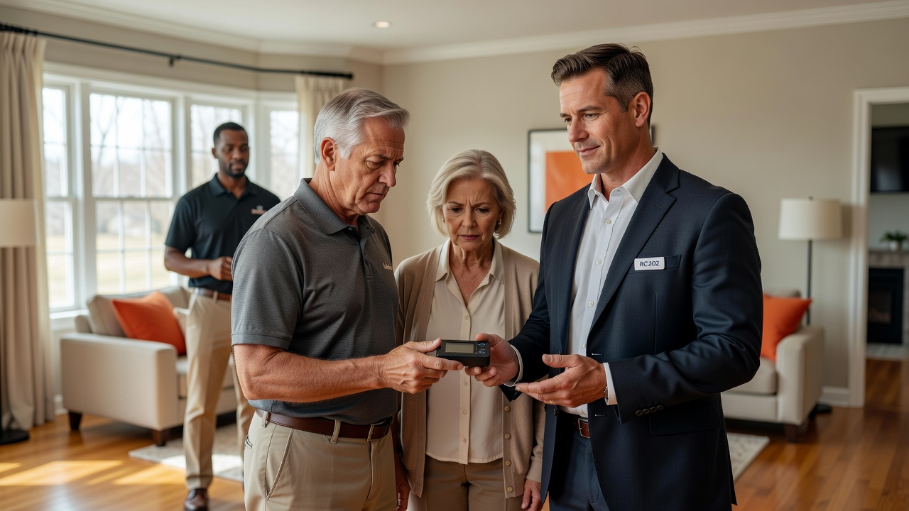 real estate agent showing home client