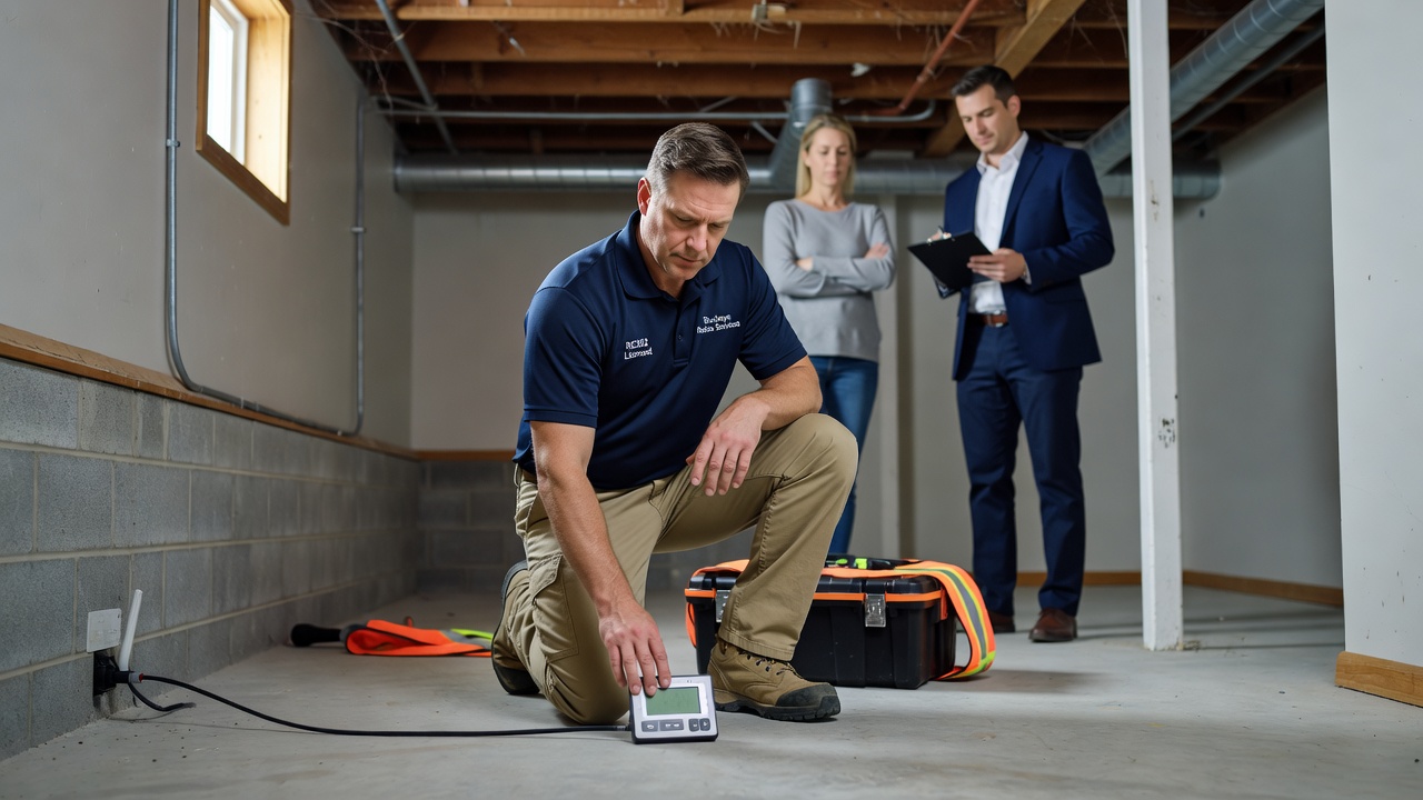 radon technician testing equipment Ohio home
