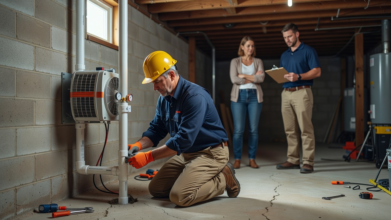 radon mitigation system installation Ohio home basement