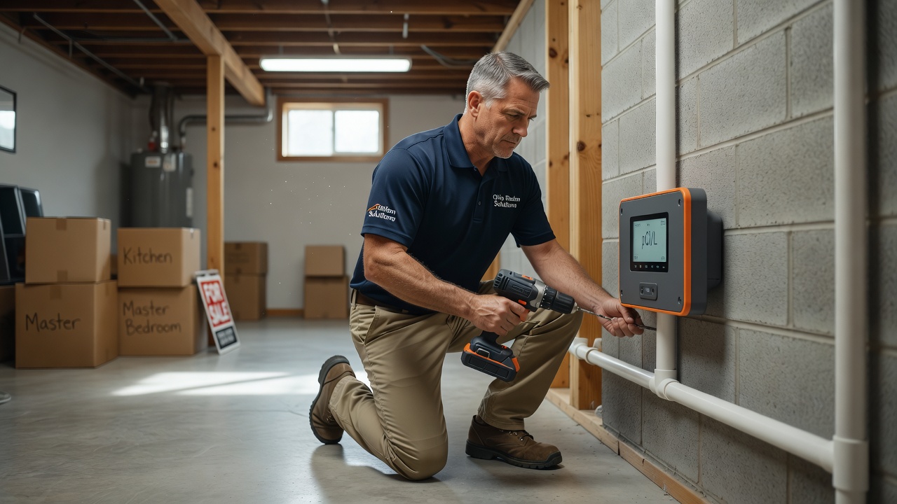 continuous radon monitor device installed basement Ohio