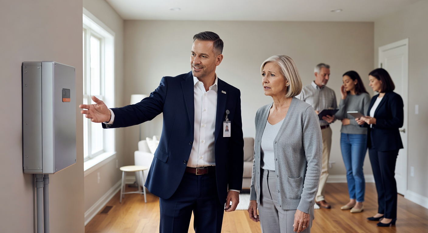 real estate agent showing home client