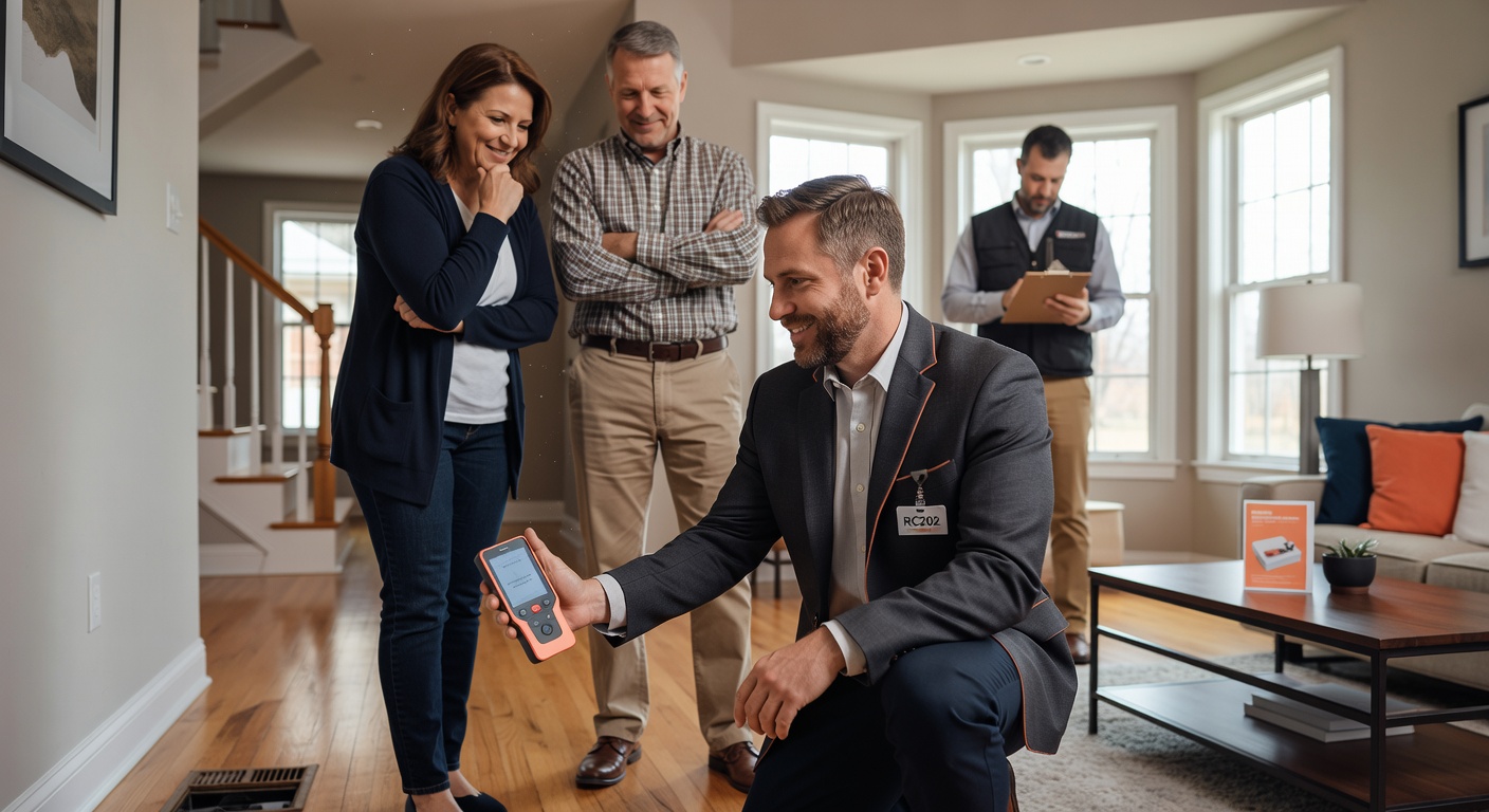real estate agent showing home client