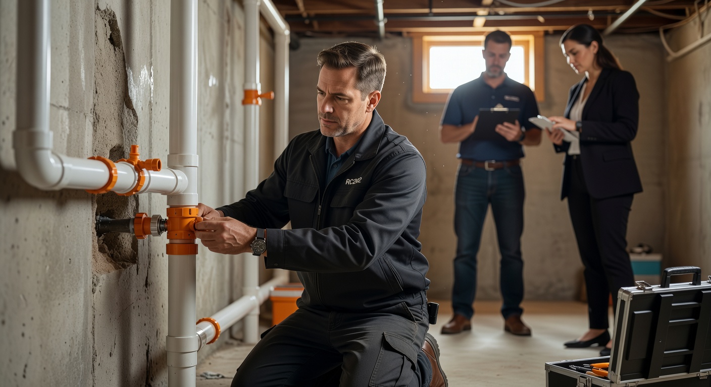 radon mitigation system pipe basement Ohio home