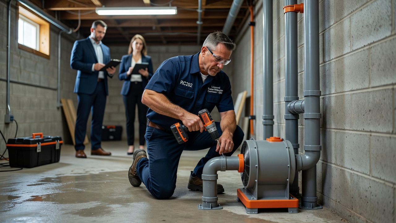licensed radon mitigation contractor Ohio installing system