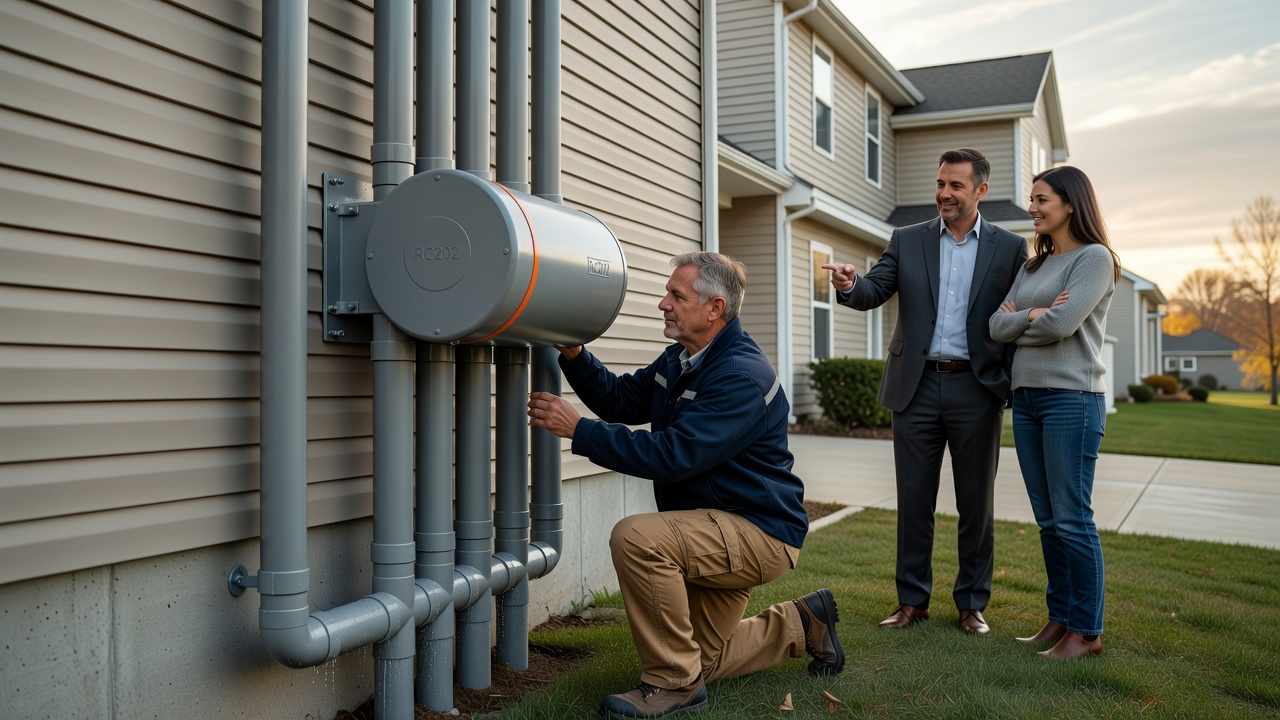 radon mitigation PVC pipe fan exterior installation Ohio home