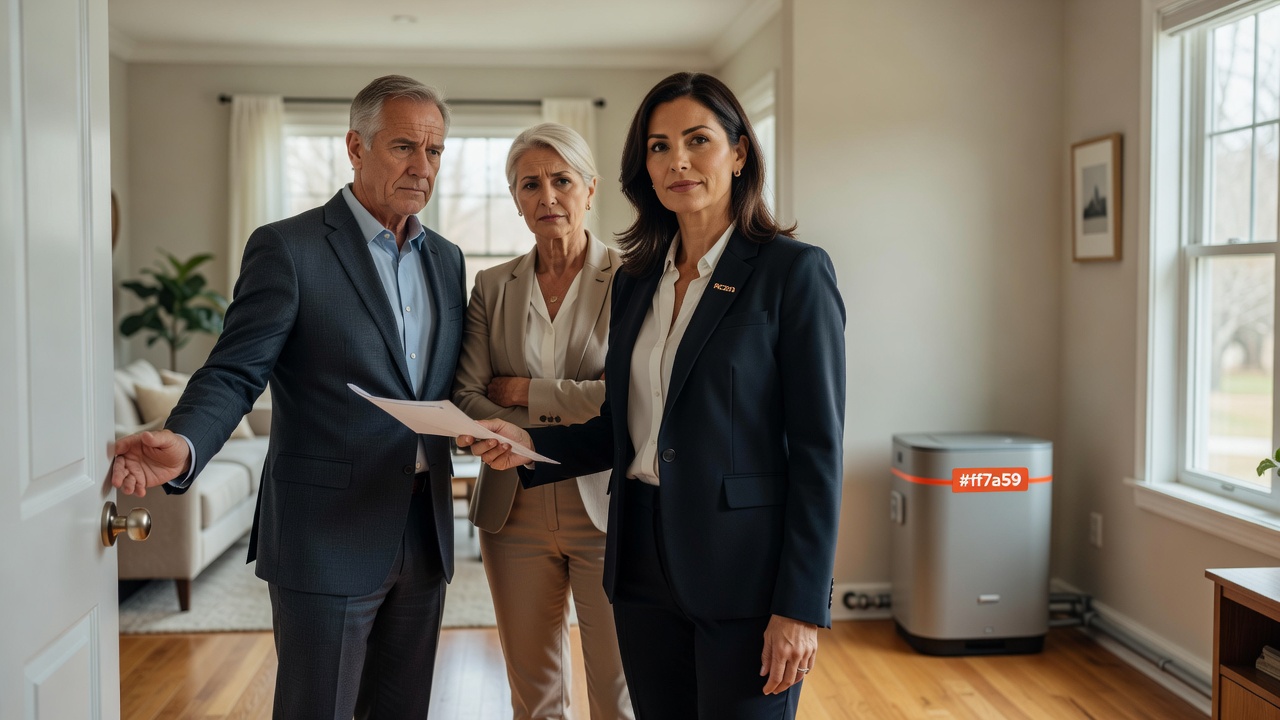 real estate agent showing home client