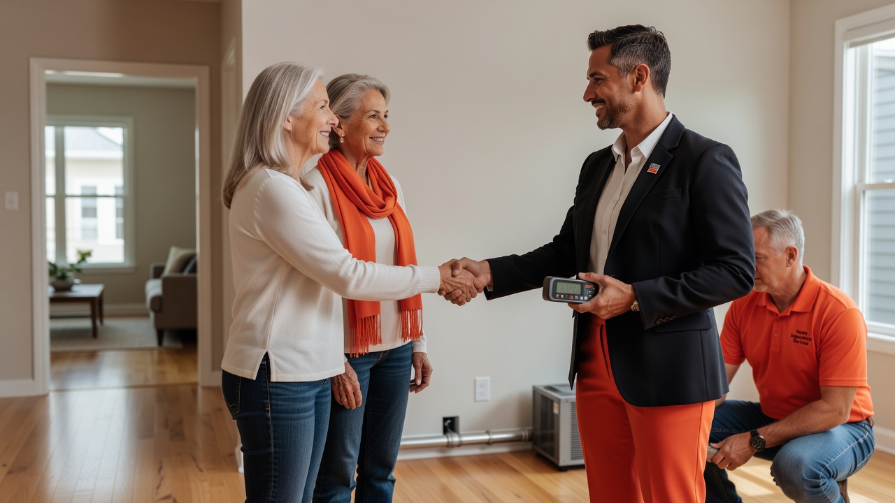 real estate agent showing home client