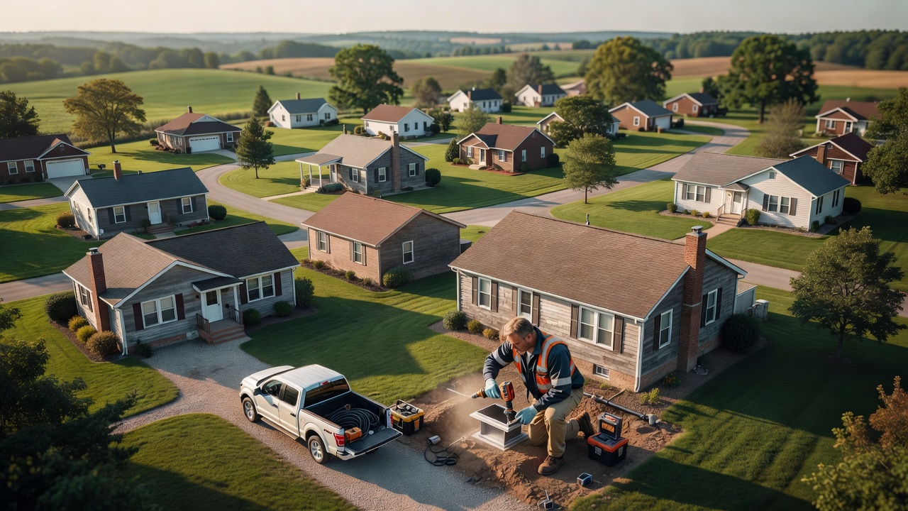 Carey Ohio rural neighborhood homes aerial view