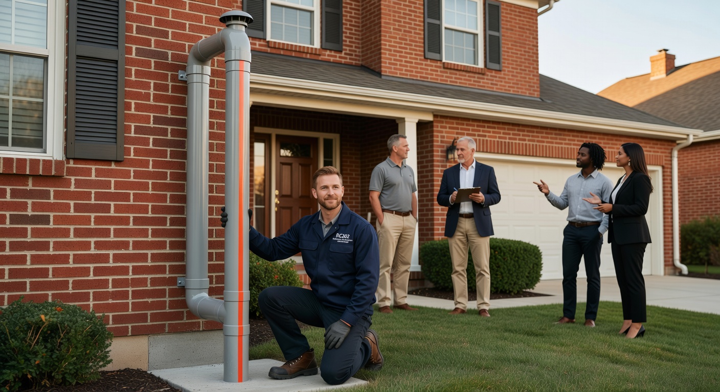 radon mitigation system PVC pipe exterior Ohio home