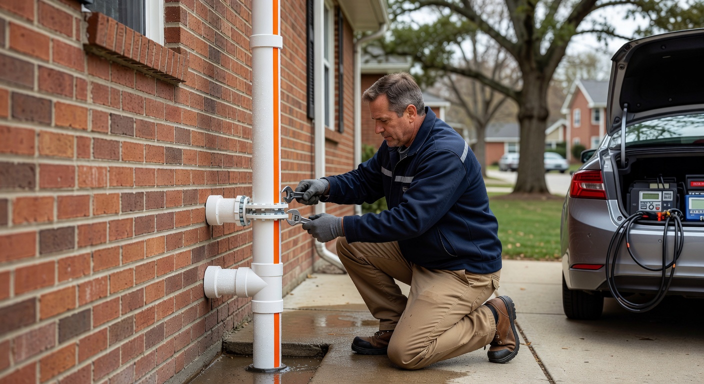 radon mitigation fan pipe exterior wall residential