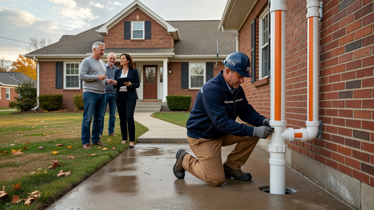 radon mitigation PVC pipe system exterior Ohio home