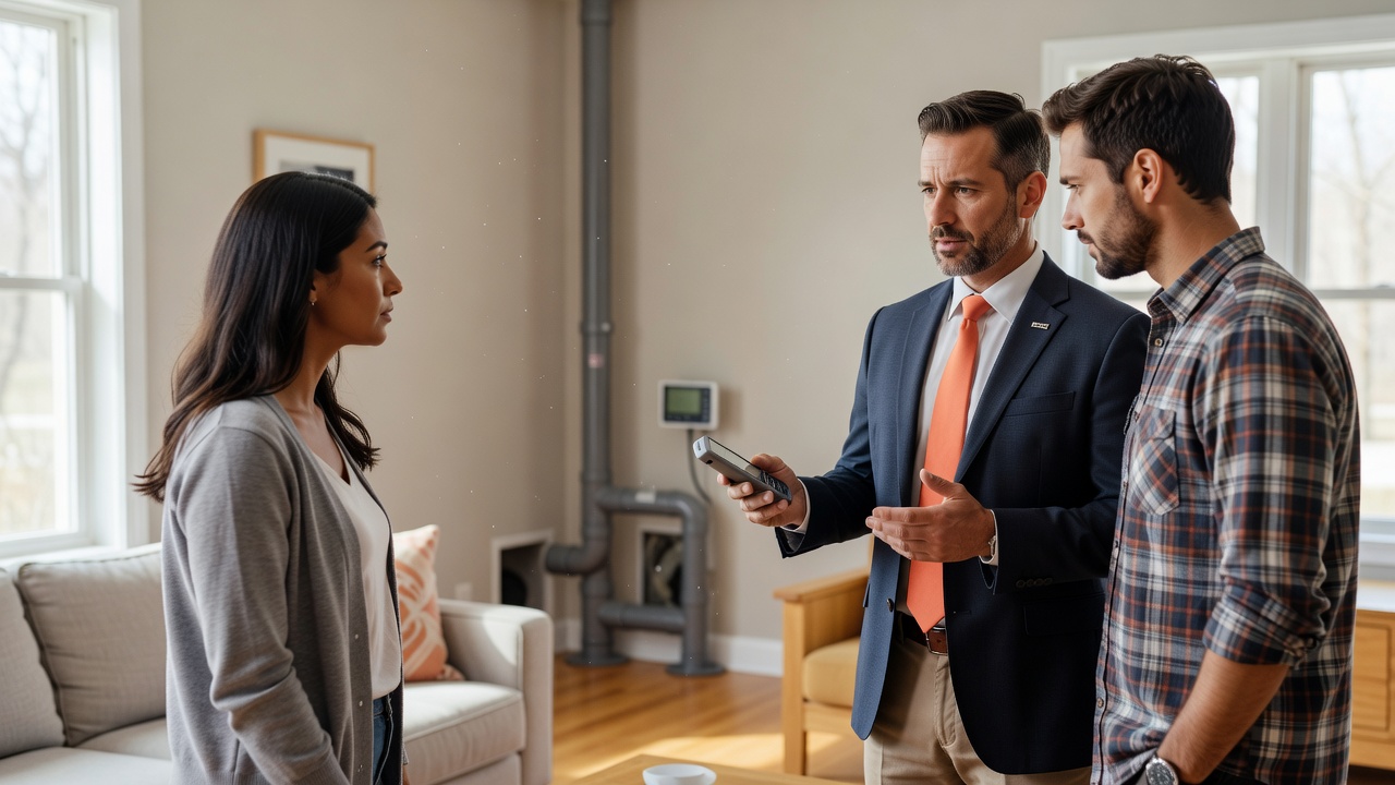 real estate agent showing home client