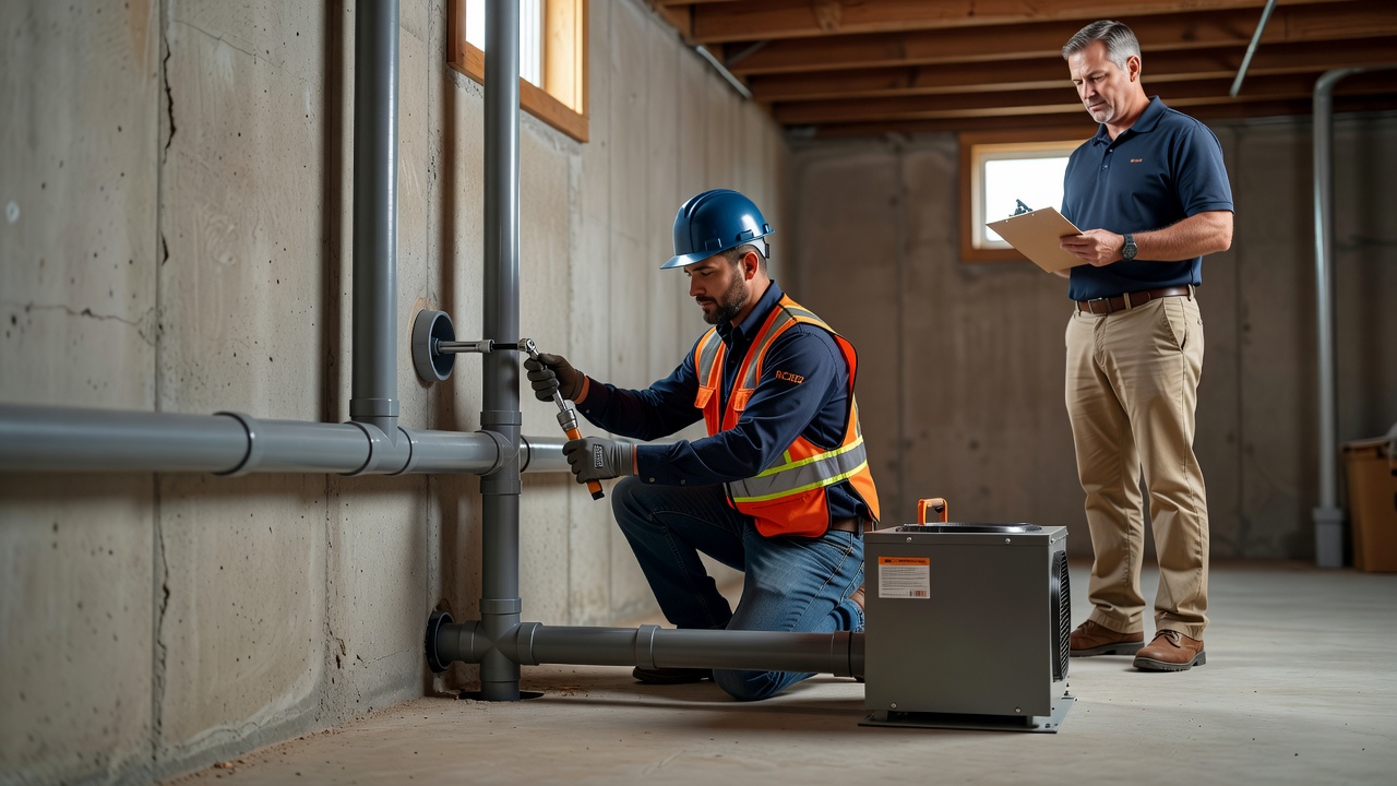 radon mitigation system installation Ohio home basement