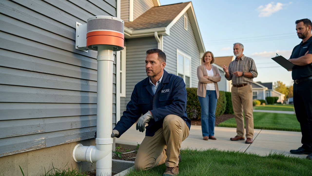 radon mitigation fan exterior vent pipe residential