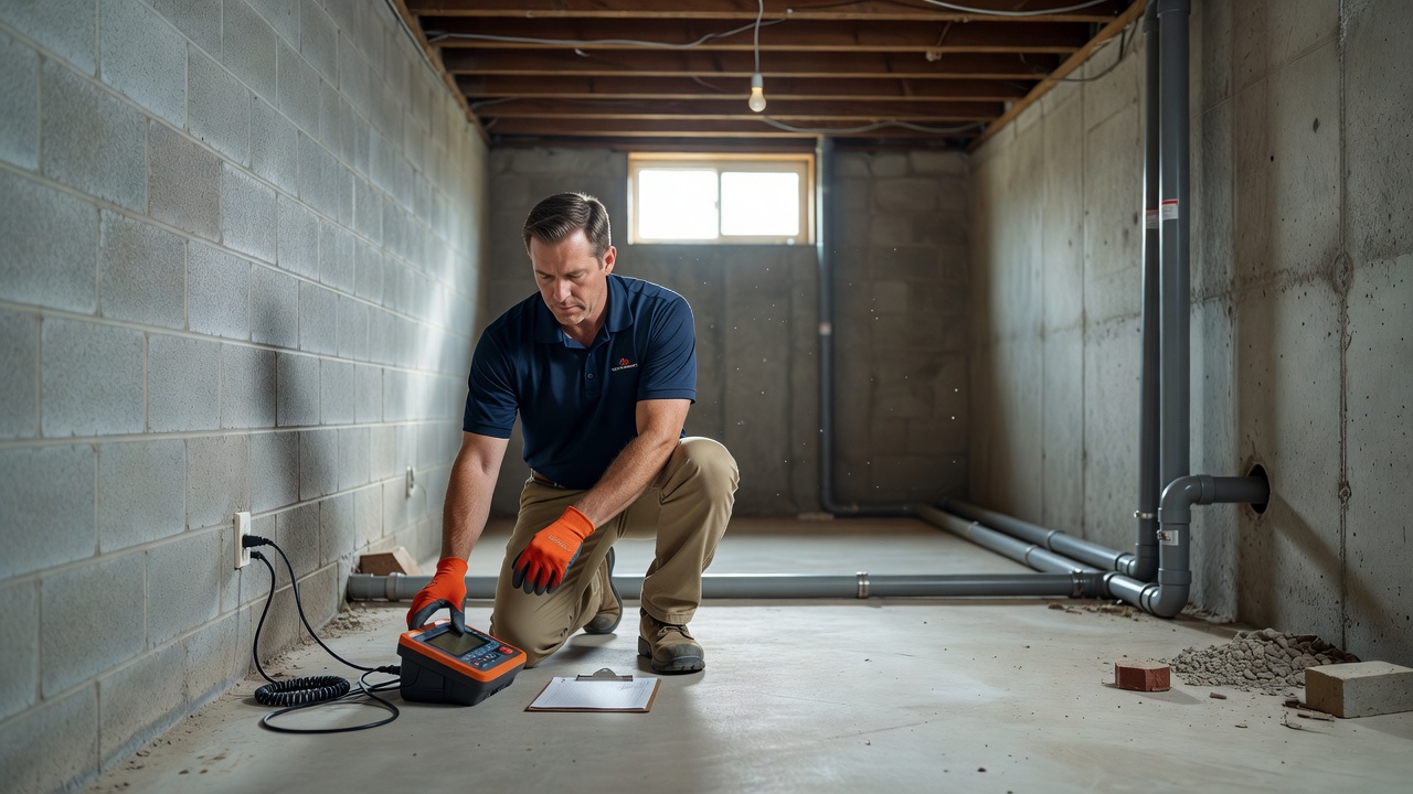 radon technician testing Ohio home basement