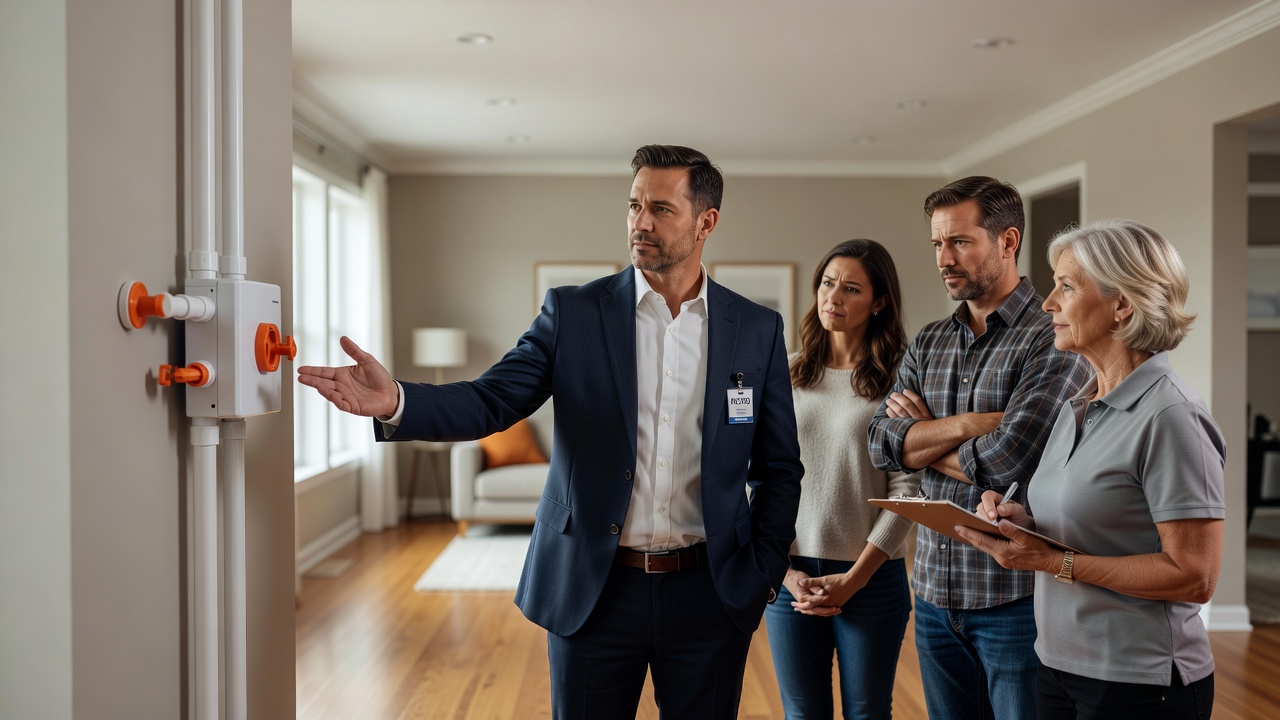 real estate agent showing home client