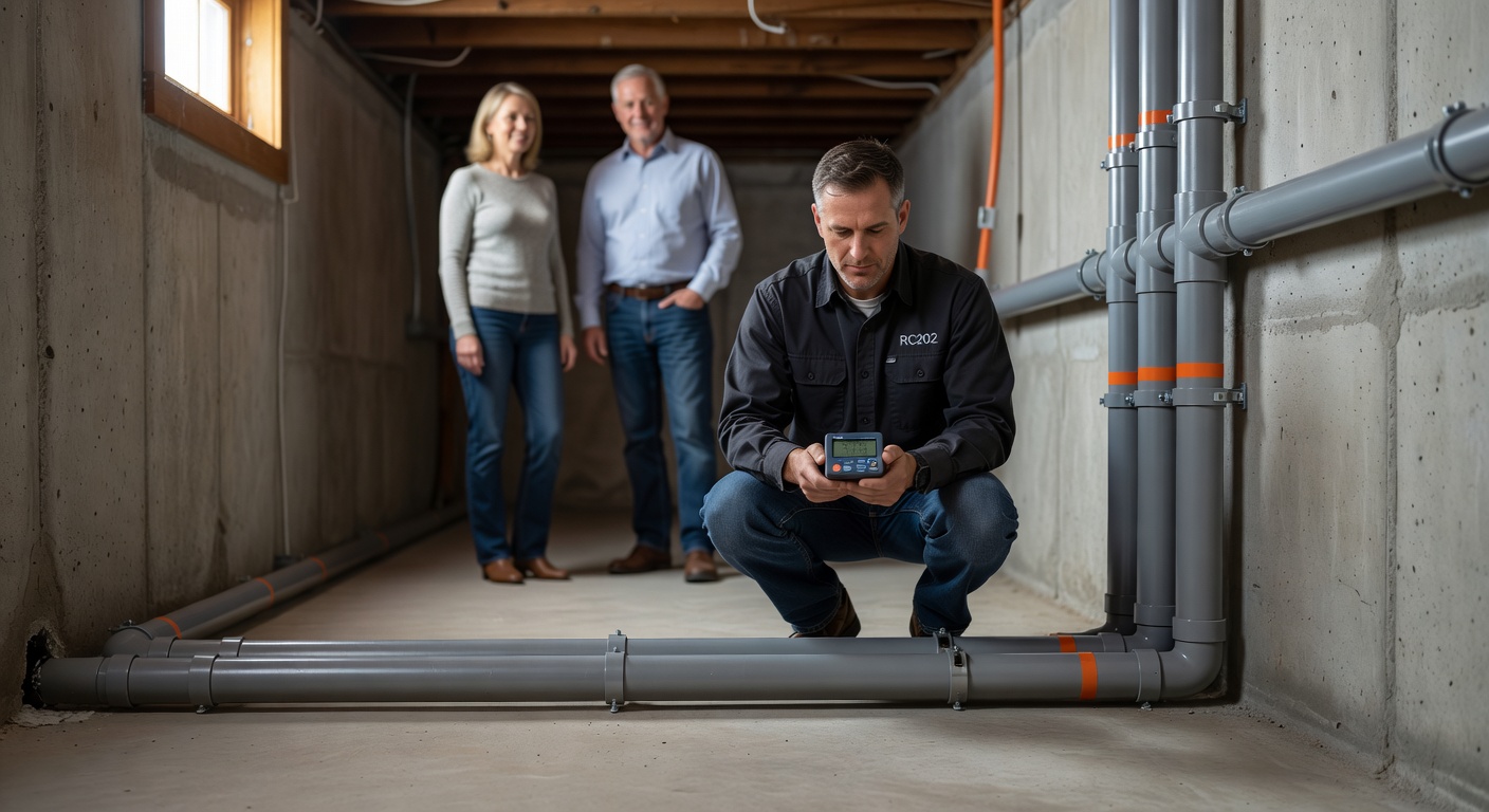 radon mitigation system pipe basement Ohio home