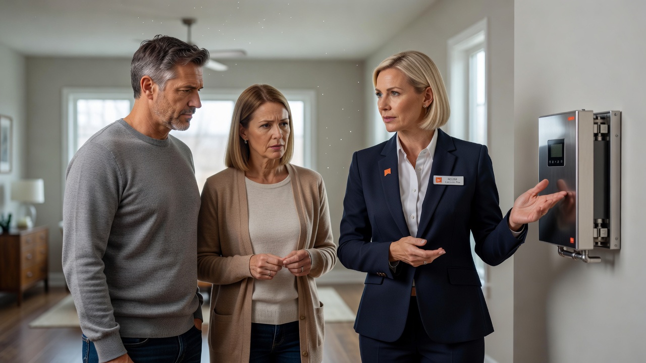 real estate agent showing home client
