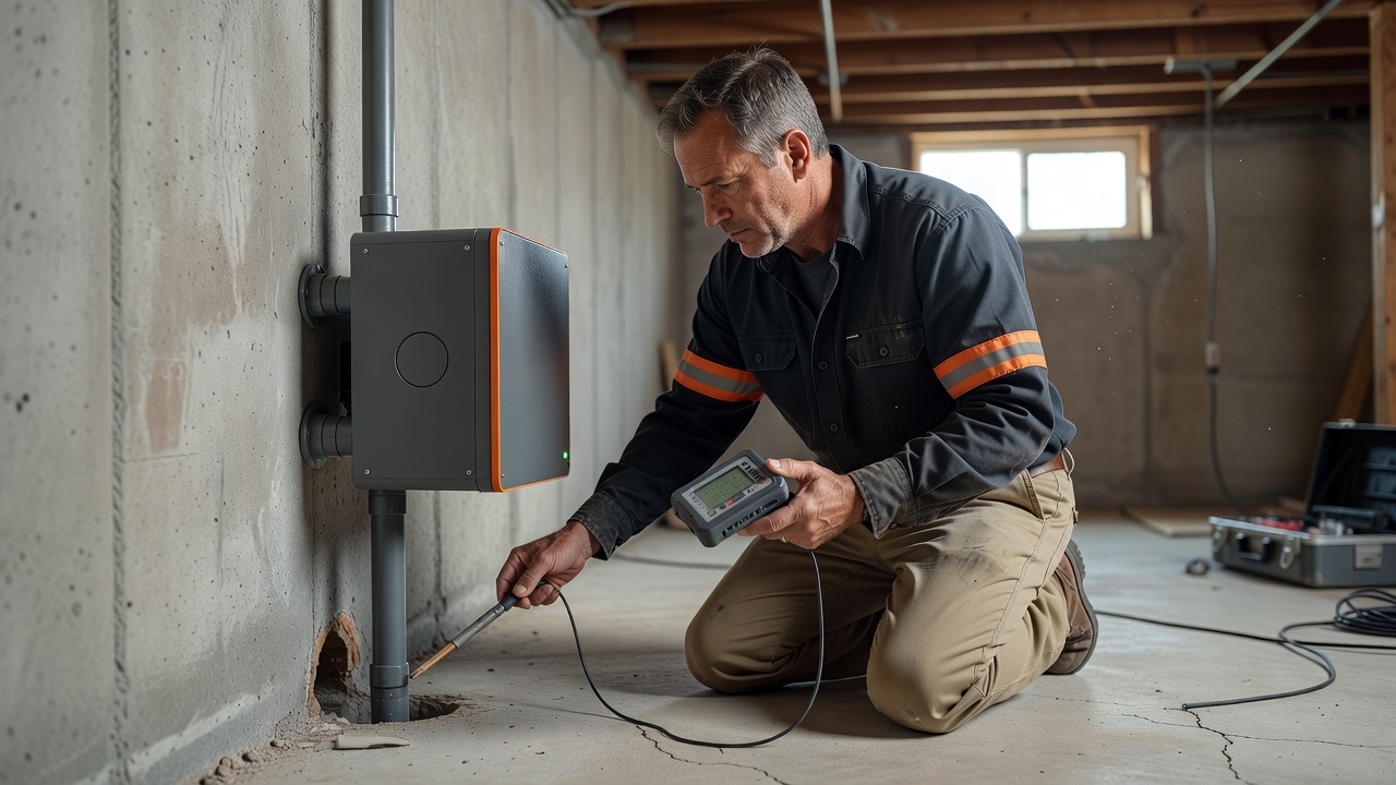 licensed radon mitigation contractor inspecting basement Ohio