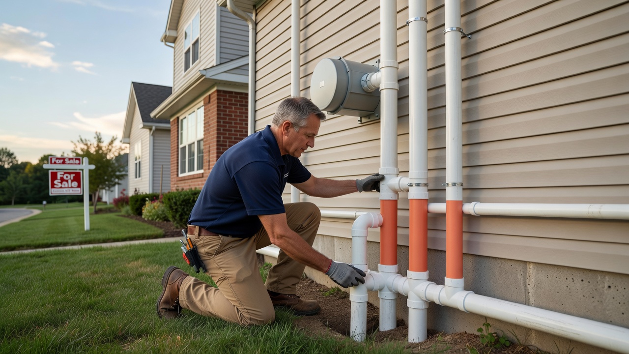 radon mitigation fan PVC pipe exterior installation
