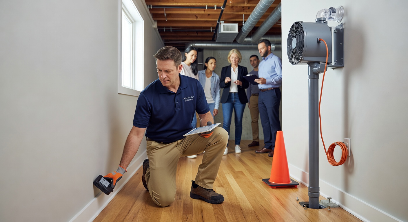 continuous radon monitor placement professional