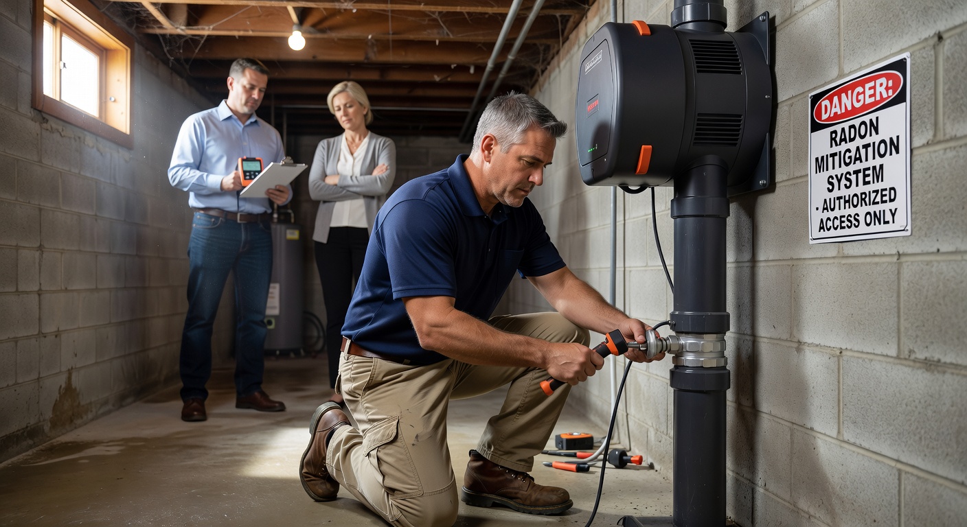 radon mitigation system installation residential basement Ohio