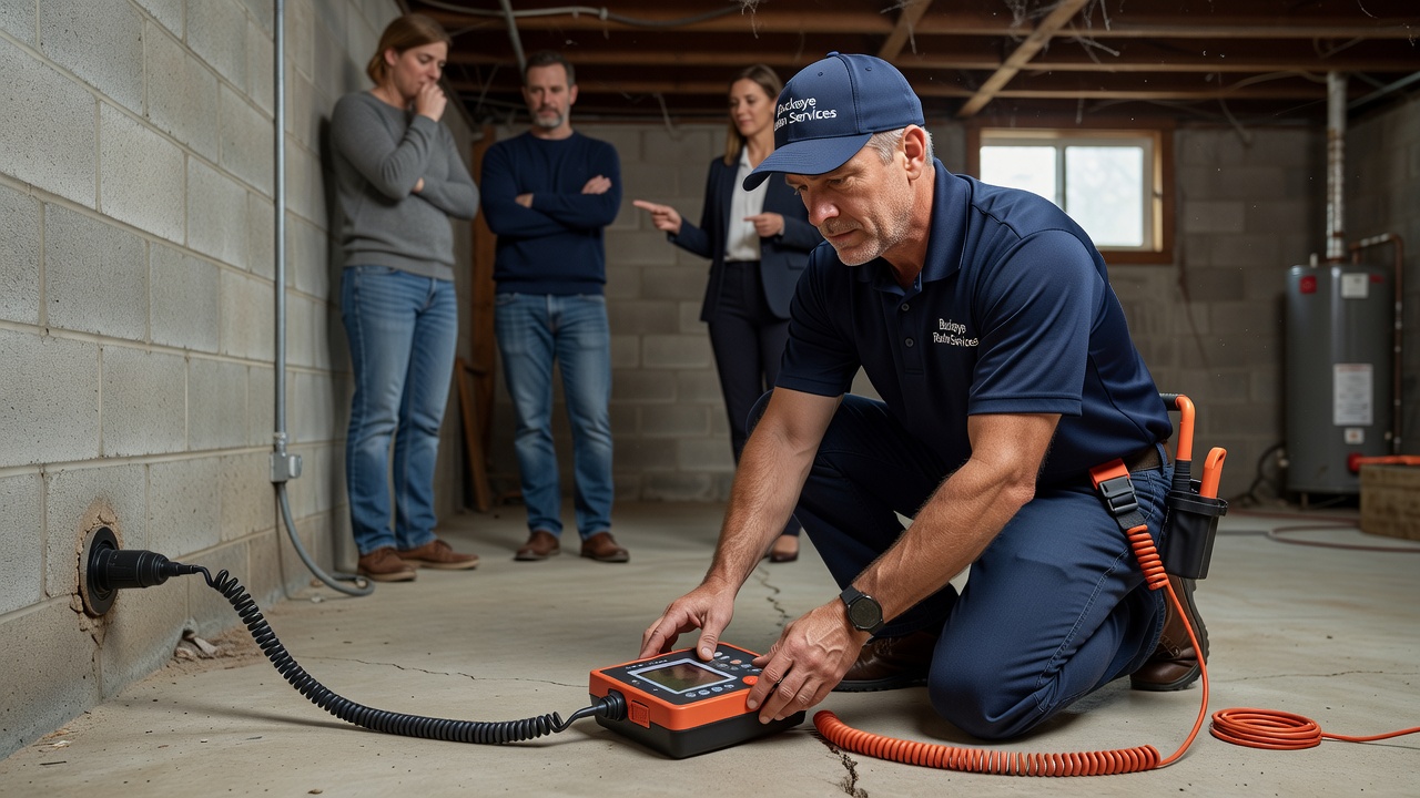 radon technician testing ohio home basement