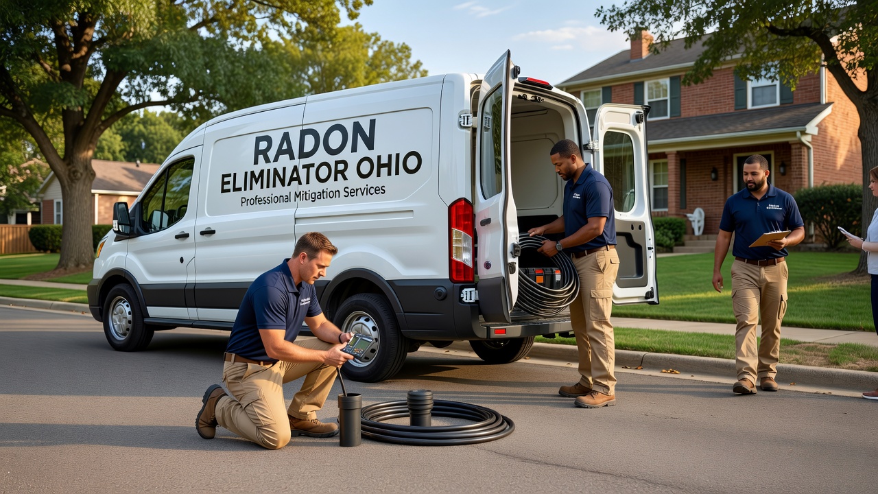 radon eliminator professional team Ohio service van