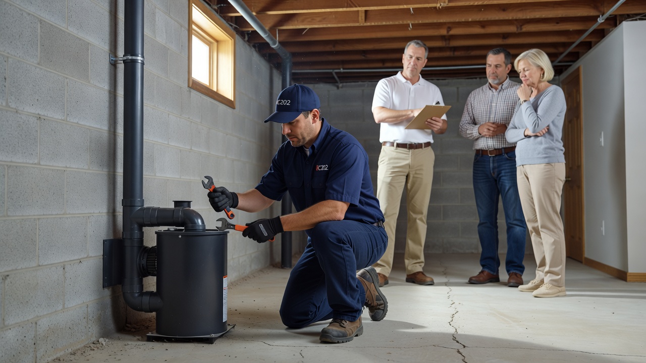 radon mitigation system installation basement Ohio home