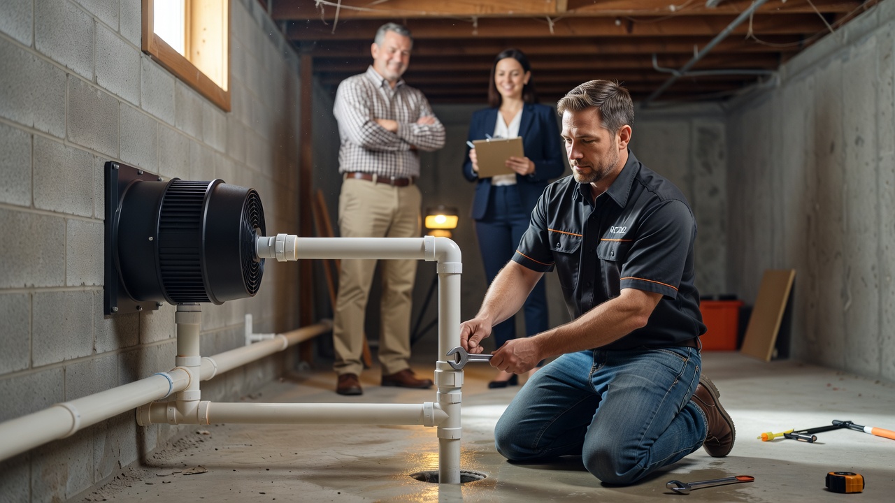 radon mitigation system installation basement Ohio home