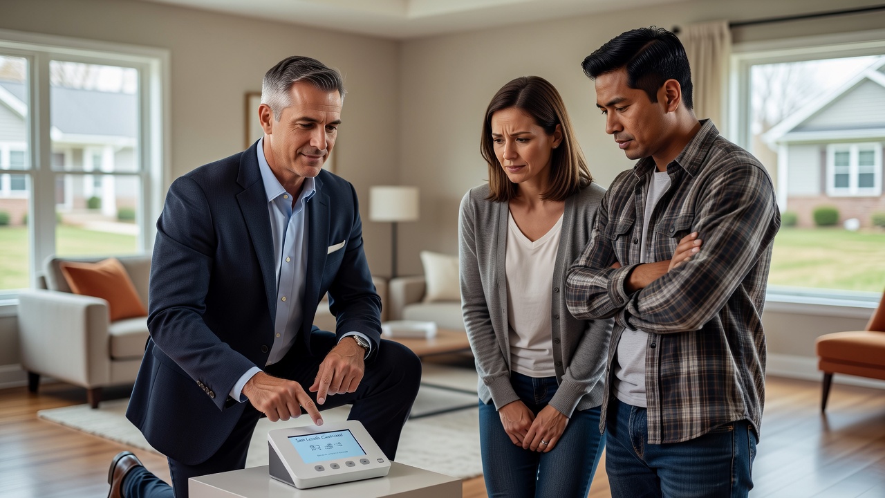 real estate agent showing home client